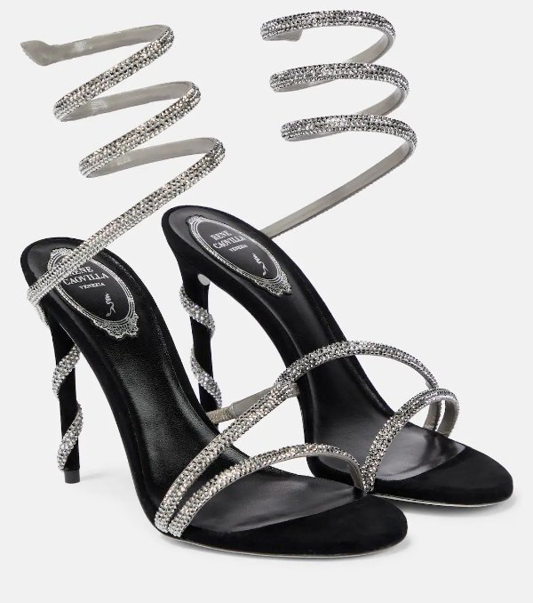 Cleo crystal-embellished velvet sandals