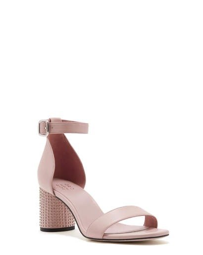 STACY - PINK LEATHER 2-WAY STUDDED HEEL SANDALS