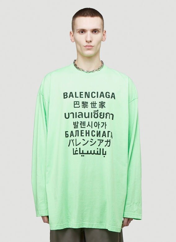 Multilanguages Oversized T-Shirt in Green
