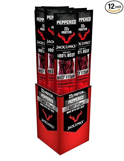 Jack Link’s Premium Cuts Beef Steak, Peppered, Great Protein Snack with 22g of Protein and 3g of Carbs per Serving, Made with Premium Beef, 2 Ounce (Pack of 12)