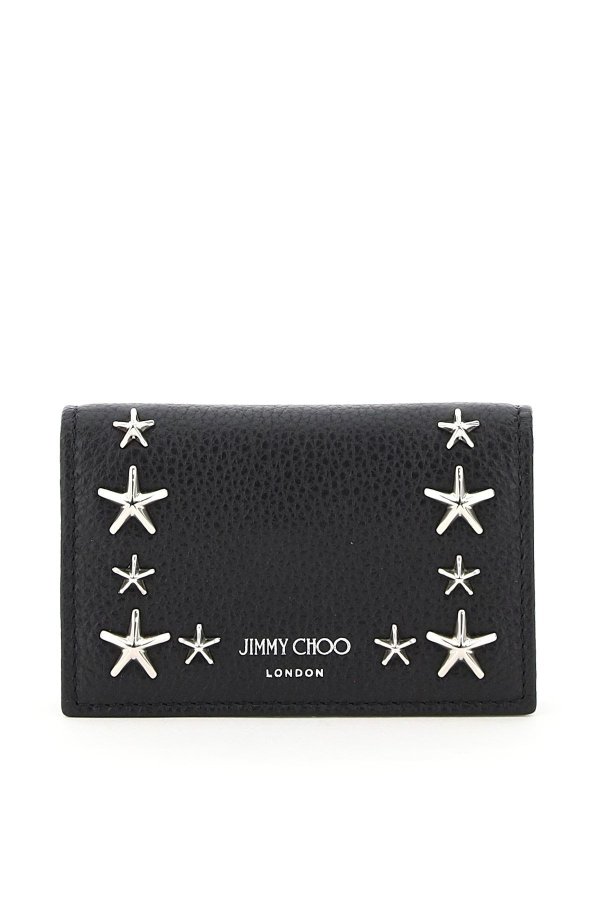 nello card holder with flap and star studs