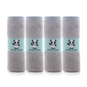 HIPHOP PANDA 宝宝竹纤维双层超软小面巾4条 灰色装