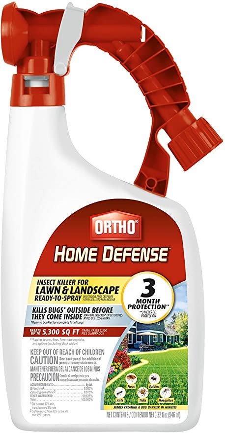 Home Defense Insect Killer for Lawn & Landscape Ready-to-Spray - Treats up to 5,300 sq. ft, Kills Ants, Ticks, Mosquitoes, Fleas & Spiders, Starts Killing Within Minutes, 32 oz.