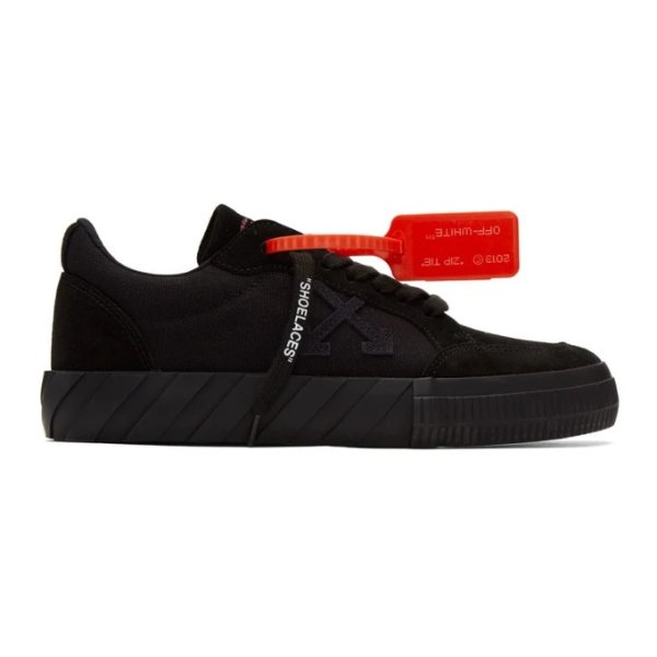 Off-White - Black Suede Low Vulcanized Sneakers