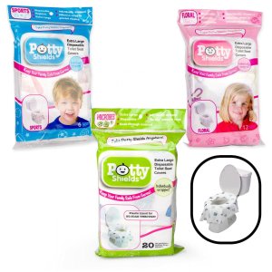 Toilet Seat Covers- Disposable XL Potty Seat Covers, Individually Wrapped by Potty Shields