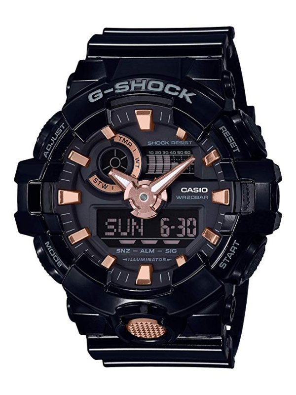 G Shock Men's G-Shock Quartz Watch with Resin Strap, Black, 16 (Model: GA-710GBX-1A4CR