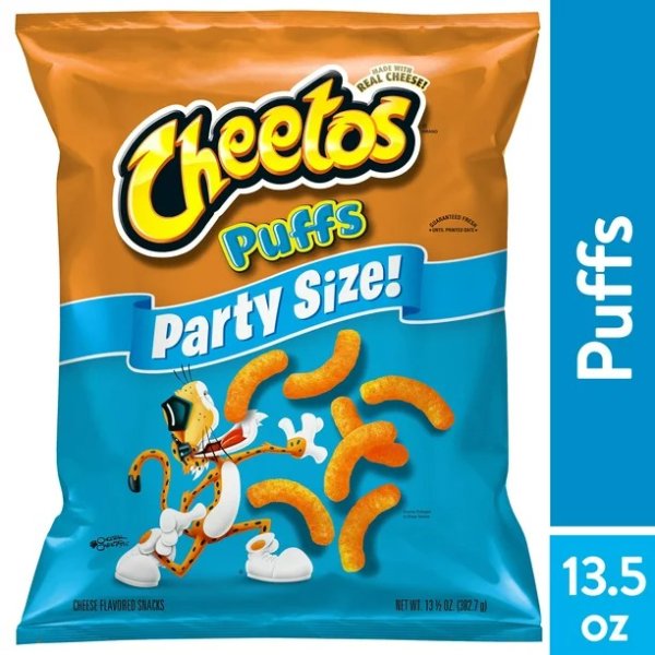 Puffs Cheese Flavored Snacks, Party Size, 13.5 oz Bag