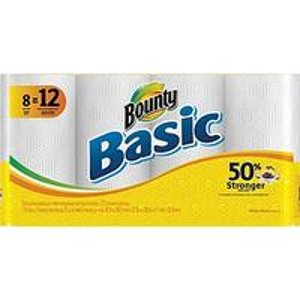 Bounty Basic Paper Towel Rolls, 8 Giant Rolls/Pack
