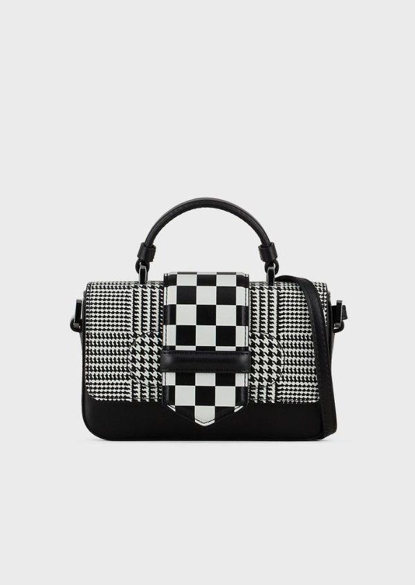 Mini Shoulder Bag With Checked Houndstooth Print for Women | Emporio Armani