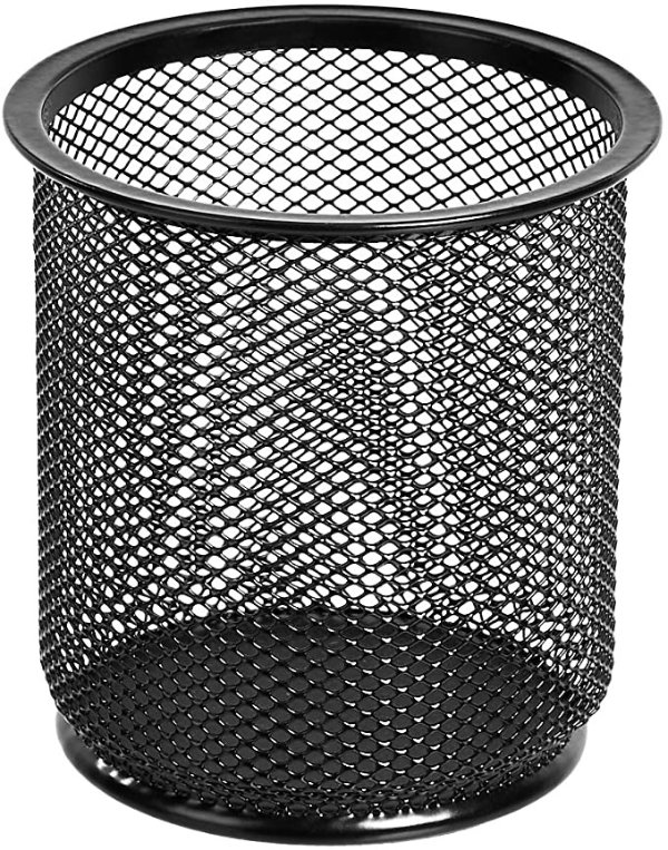 Round Mesh Pen and Pencil Cup, Black, 3-Pack