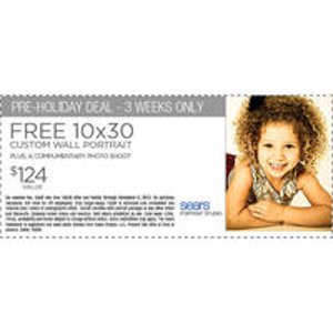 Sears printable coupon: Free 10" x 30" Spotlight Portrait, session fee waived