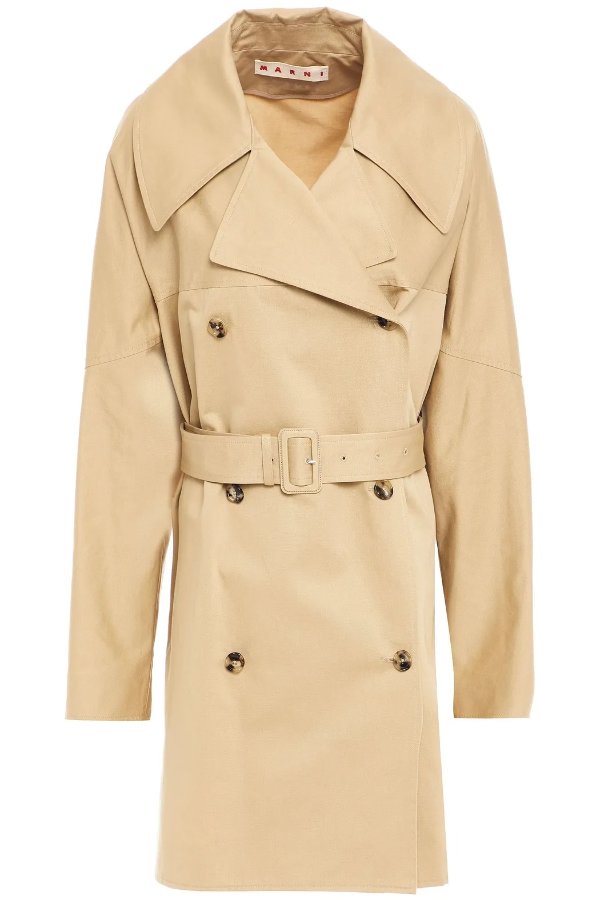 Cotton and linen-blend gabardine trench coat