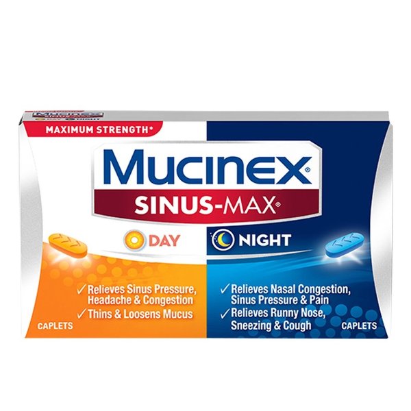 Sinus-Max Day and Night Caplets, 20 Count, Triple Action Relief