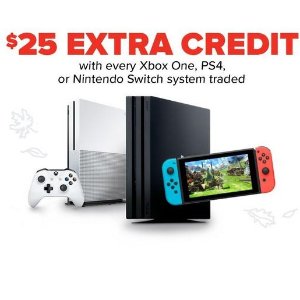 PS4 / Xbox / Switch 以旧换新, 享额外$25积分