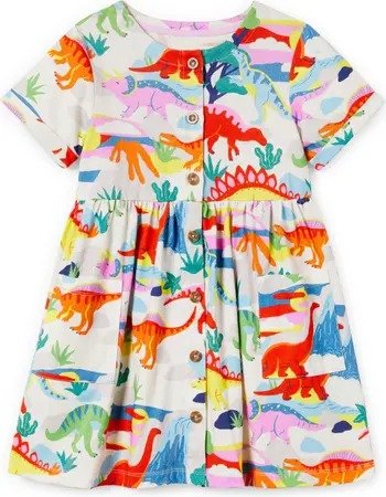 Kids' Print Jersey Button-Up Dress