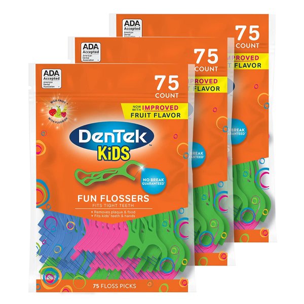 Fun Flossers for Kids, 75 Count, 3 Pack
