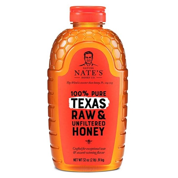 100% Pure Raw & Unfiltered Honey, 32 oz. Squeeze Bottle; All-natural Sweetener, No Additives, Texas, 2 Pound (Pack of 1)