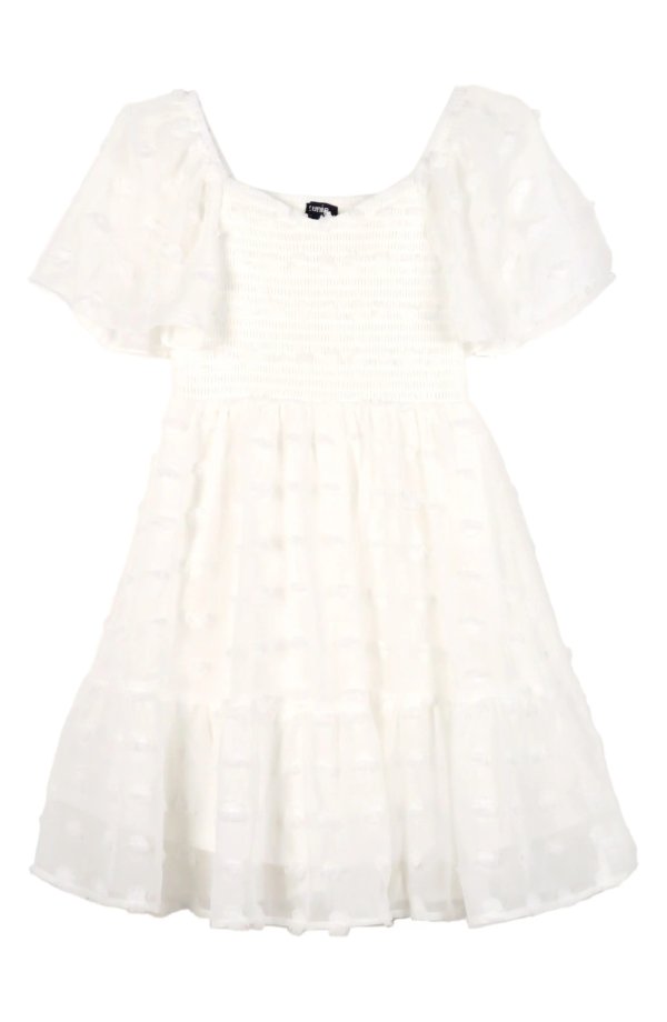 Kids' Flutter Sleeve Chiffon Babydoll Dress