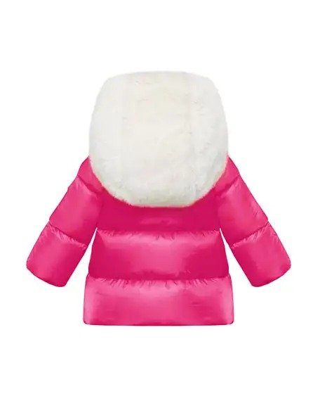 Caen Puffer Coat w/ Contrast Faux-Fur Hood, Size 12M-3