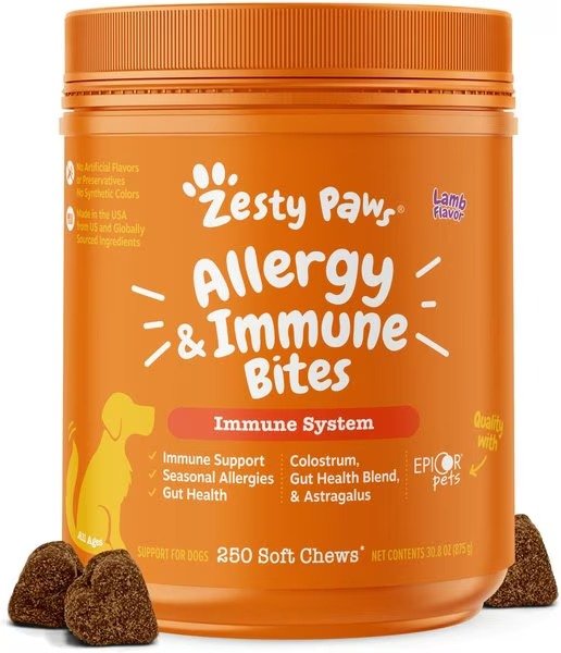 Allergy & Immune Bites Lamb Flavored Soft Chews Allergies, Immune, & Gut Support Supplement for Dogs