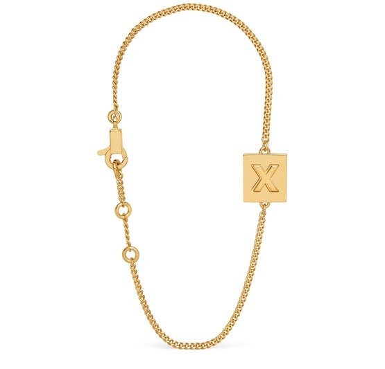 Alphabet X Bracelet in Brass with Gold Finish