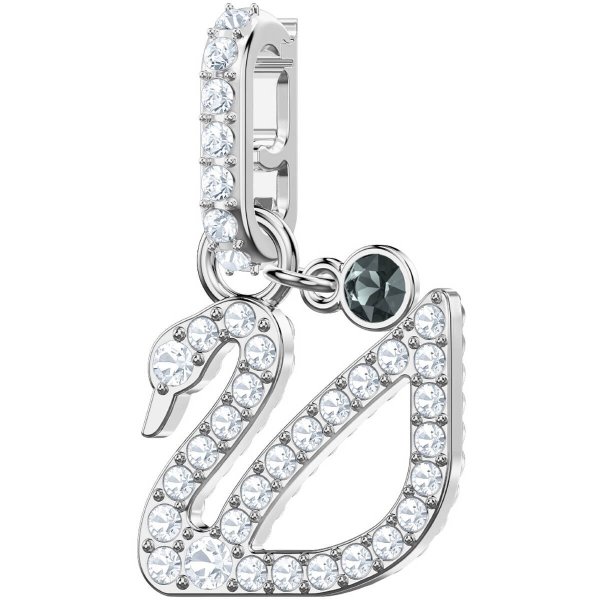 Remix Collection Charm, Swan, White, Rhodium plating by