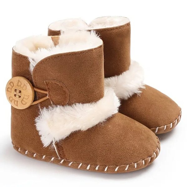 Autumn/Winter New Baby Warm Shoes Half Rubber Sole Non-slip Plus Velvet Snow Boots