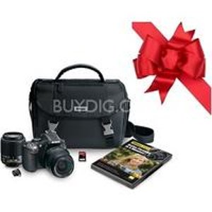 Nikon D5200 24.1MP DSLR w/ 18-55 & 55-200mm Lenses + WU-1a WiFi Adapter Bundle (Black) + Lightroom 5