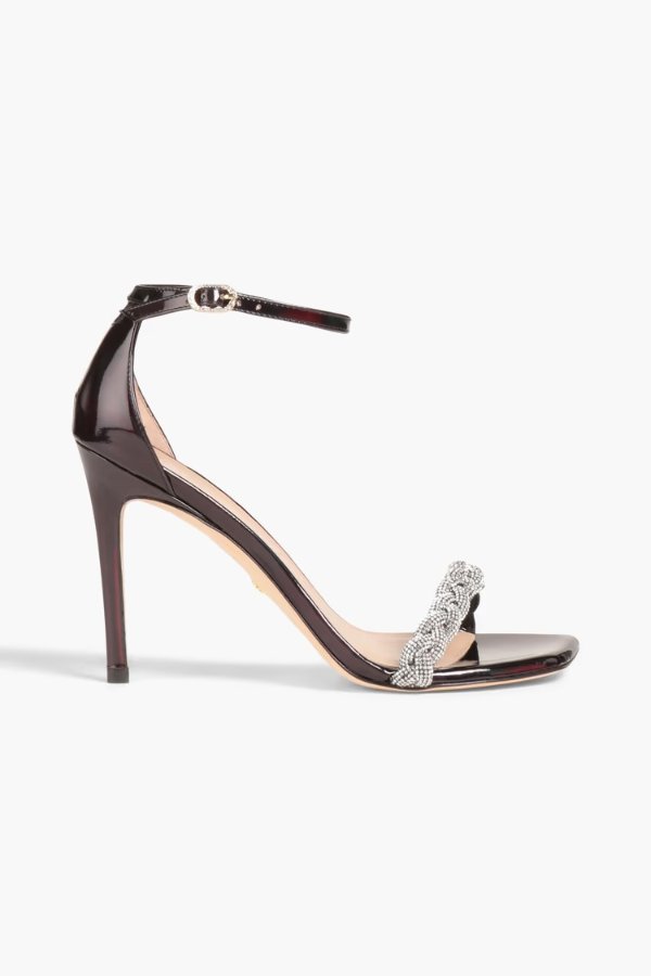 Embellished iridescent-effect patent-leather sandals
