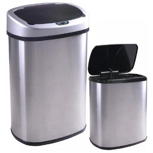 13 and 2.4 Gallon Touch-Free Sensor Automatic Stainless-Steel Trash Can