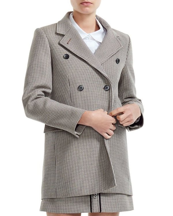 Goldi Double-Breasted Houndstooth Jacket