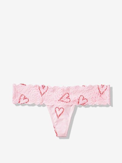 PINK New! Lace Trim Thong