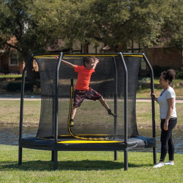 Jumpking 7.5' Trampoline, with Enclosure, Black/Yellow