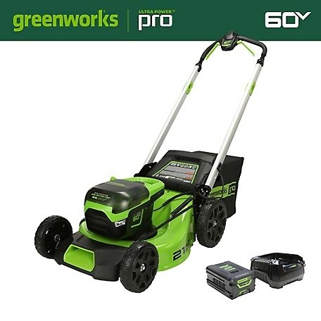 60V 21-in Cordless Battery Brushless Walk Behind Push Lawn Mower, 5.0 Ah Battery & Charger