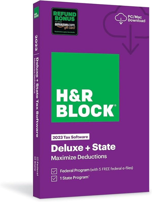 Tax Software Deluxe + State 2023 with Refund Bonus Offer (Amazon Exclusive) (Physical Code by Mail)