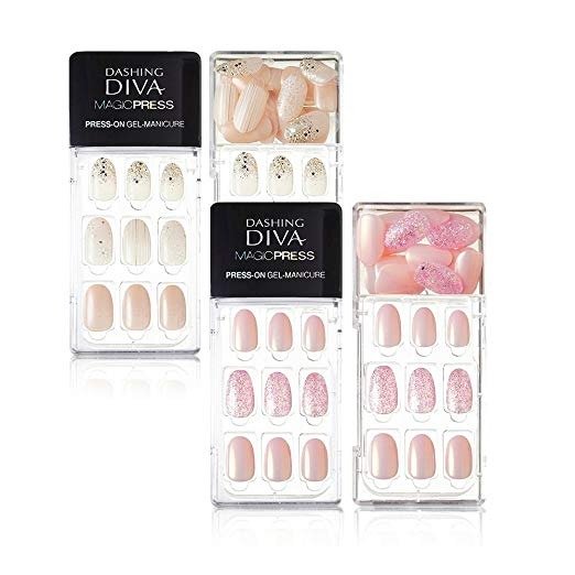 Dashing Diva Blossom Edition Magic Press Edge Full Cover Gel Nail Tips, Disposable Pack of 2