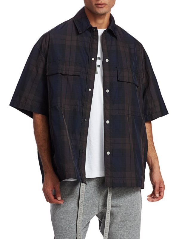 - Oversized Nylon Flannel Shirt