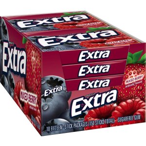 Extra无糖口香糖综合莓子口味10包装(每包15粒)
