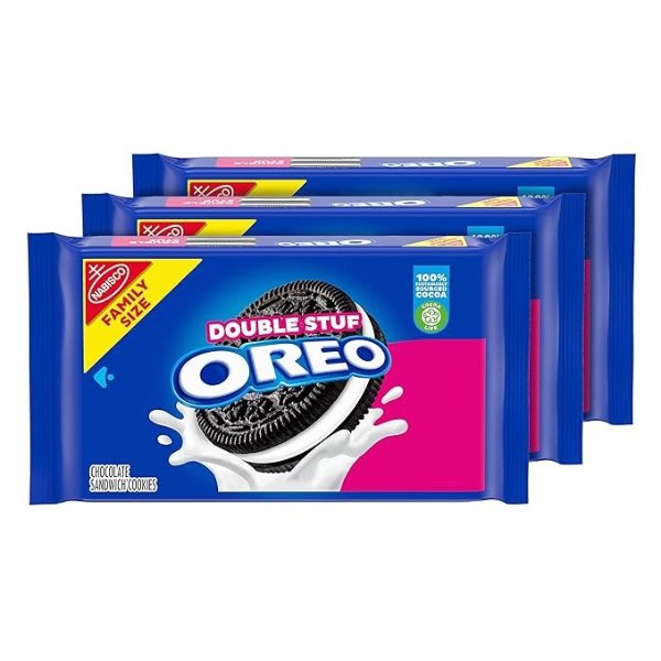 Double Stuf Chocolate Sandwich Cookies, Family Size, 3 Packs