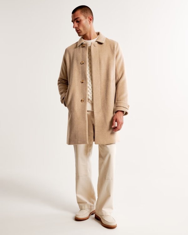 Wool-Blend Mac Coat