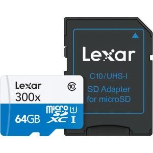 Lexar 64GB High-Performance 300x microSDXC UHS-I Memory Card