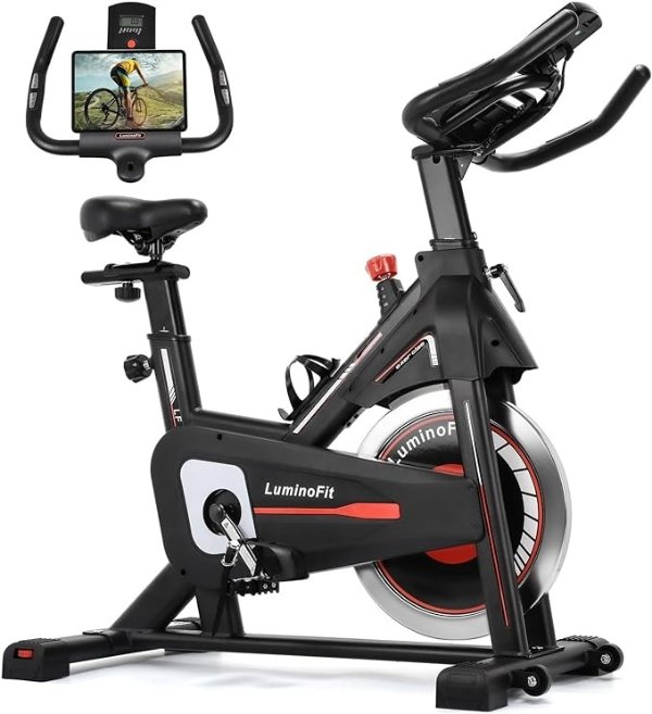 Exercise Bike, Stationary Bikes for Home with 330lbs Weight Capacity, Indoor Cycling Bike with Silent Belt Drive System, Tablet Holder, LCD Monitor for Home Bicycle Workout