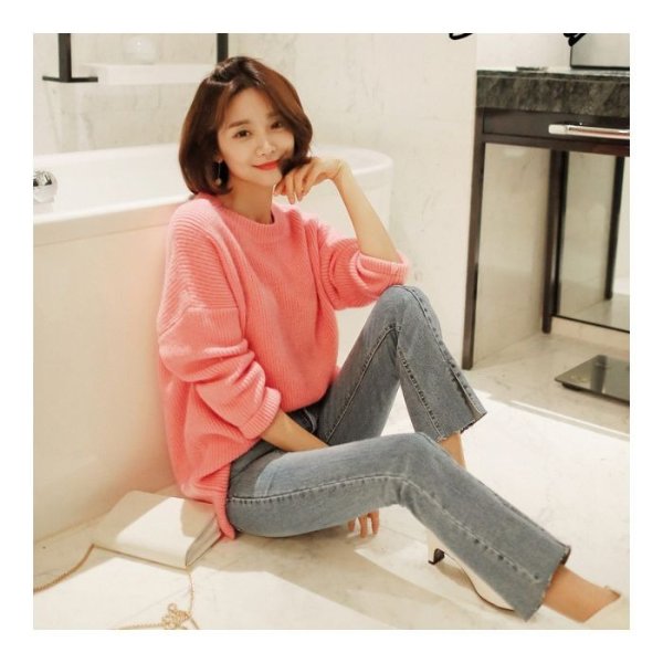 MAGZERO Angora Blend Sweater Pink One Size