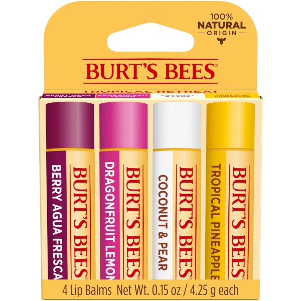 Burt's Bees Natural Lip Treatment, 4 Tubes, 0.15 oz.