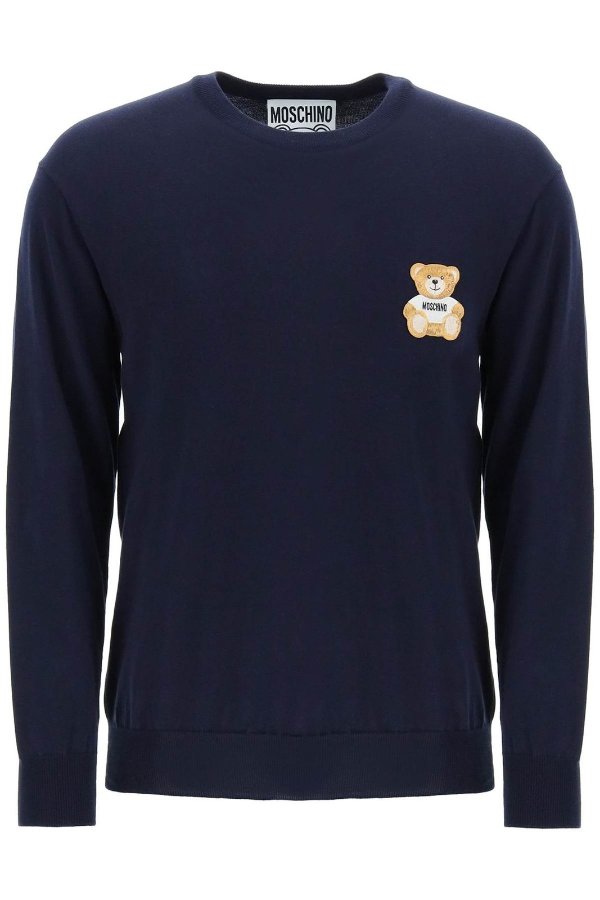 Teddy Bear Embroidered Crewneck Sweater