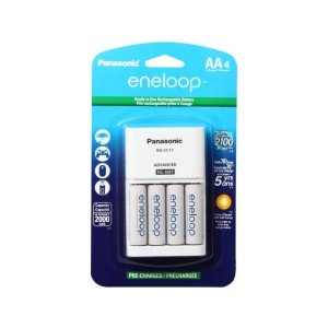 4-Pack Panasonic Eneloop 2000mAh Ni-MH Pre-Charged Batteries + Charger