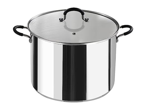 Cook N Home Stockpot Large pot Sauce Pot Induction Pot With Lid Professional Stainless Steel 20 Quart, with Stay-Cool Handles, silver