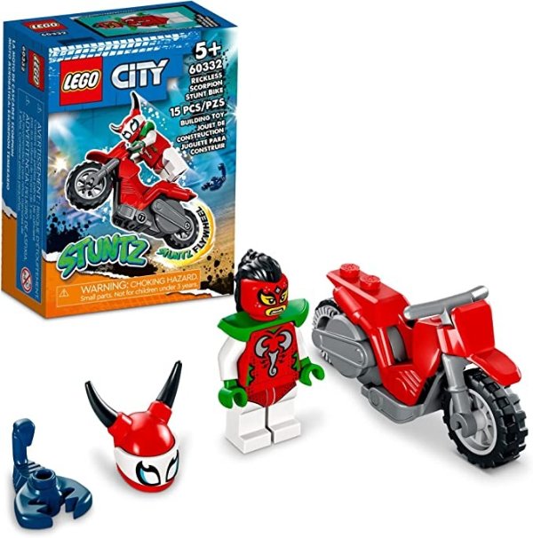 City Stuntz Reckless Scorpion Stunt Bike 60332 Building Toy Set for Kids, Boys, and Girls Ages 5+ (15 Pieces)