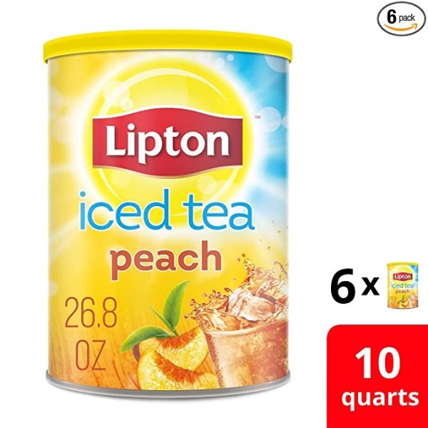 Iced Tea Mix for a delicious refreshment Peach Sweetened with Real Cane Sugar 100% Made From Real Tea Leaves 100% Sustainably Sourced 10 qt