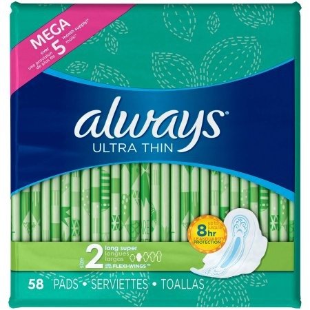Always Ultra Thin Pads with Wings, Long, Super, (Choose your Count) - Walmart.com